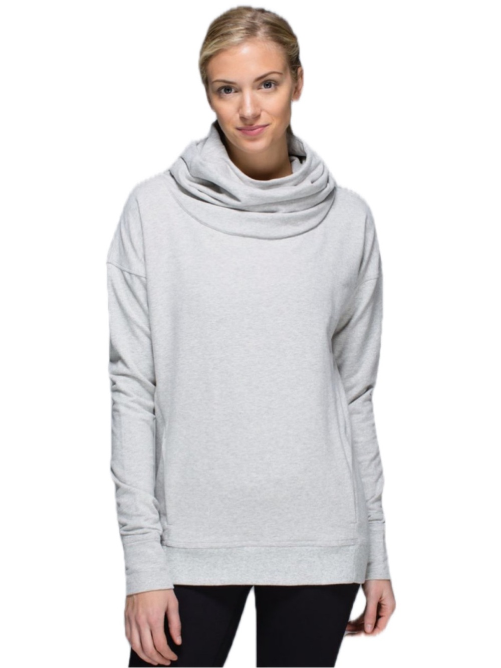Lululemon Stress Less Hoodie Heathered Light Grey Silver Spoon Size 10